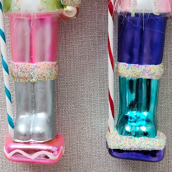 Candy Nutcracker Glass Ornaments - Set of 2 - Pink Blue Candyland Christmas - Picture 9 of 9
